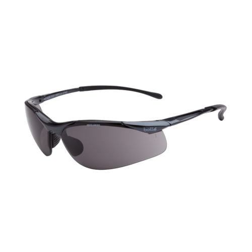 WORKWEAR, SAFETY & CORPORATE CLOTHING SPECIALISTS  - CONTOUR Dark Gun Frame Grey Polarised Lens - Soft Drawstring Pouch - Spectacles