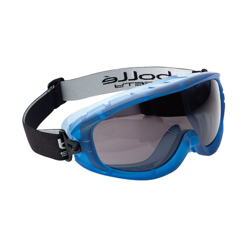 WORKWEAR, SAFETY & CORPORATE CLOTHING SPECIALISTS  - ATOM Blue TPR Frame PLATINUM AS/AF Smoke Lens - Indirect Vents Top/Bottom - Goggles