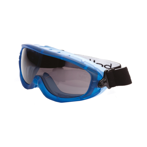 WORKWEAR, SAFETY & CORPORATE CLOTHING SPECIALISTS  - ATOM Blue TPR Frame PLATINUM AS/AF Smoke Lens - Top Vent Closed - Goggles