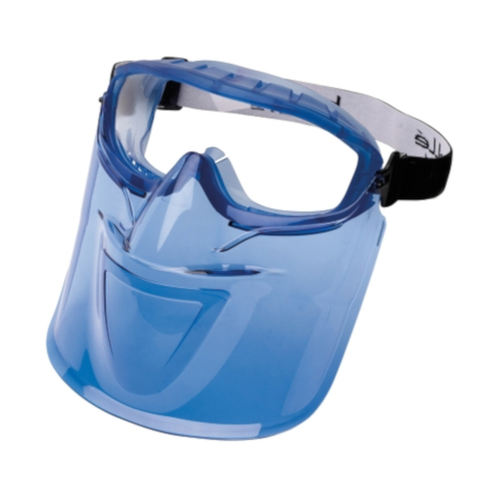 WORKWEAR, SAFETY & CORPORATE CLOTHING SPECIALISTS  - ATOM Blue TPR Frame PLATINUM AS/AF Clear Lens - Top Vent Closed - With SBR Foam & Mouth Guard - Goggles