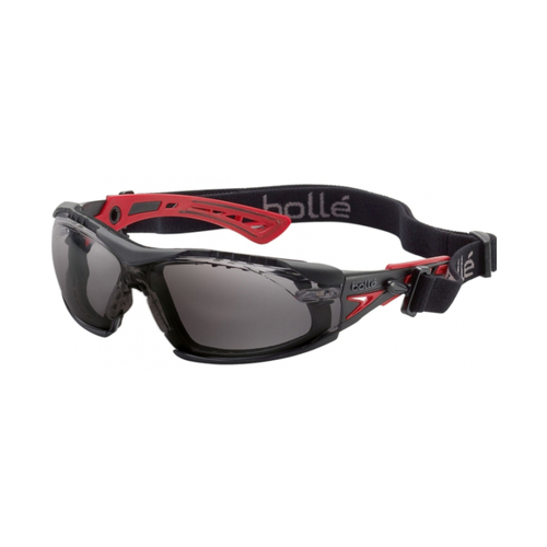 WORKWEAR, SAFETY & CORPORATE CLOTHING SPECIALISTS  - RUSH+ SEAL PLATINUM AS/AF Smoke Lens - Assembled with Gasket & Strap - Spectacles