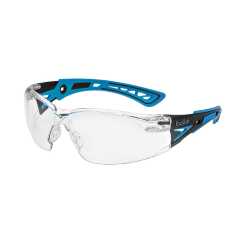 WORKWEAR, SAFETY & CORPORATE CLOTHING SPECIALISTS  - RUSH+ SMALL Black / Blue Temples PLATINUM AS/AF Clear Lens - Spectacles