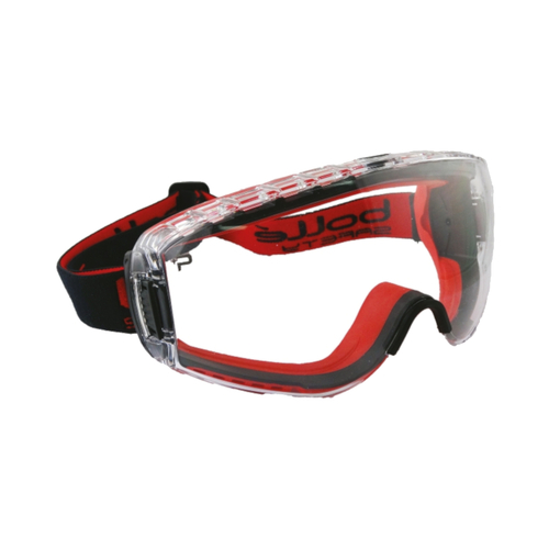 WORKWEAR, SAFETY & CORPORATE CLOTHING SPECIALISTS  - PILOT 2 FIRE FIGHTER PP/TPR Red Frame PLATINUM AS/AF Clear Lens - Fully Sealed - Goggles