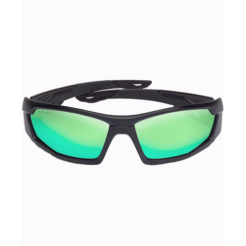 WORKWEAR, SAFETY & CORPORATE CLOTHING SPECIALISTS  - MERCURO Grey / Black Temples Green Flash Polarised Lens - Soft Drawstring Pouch