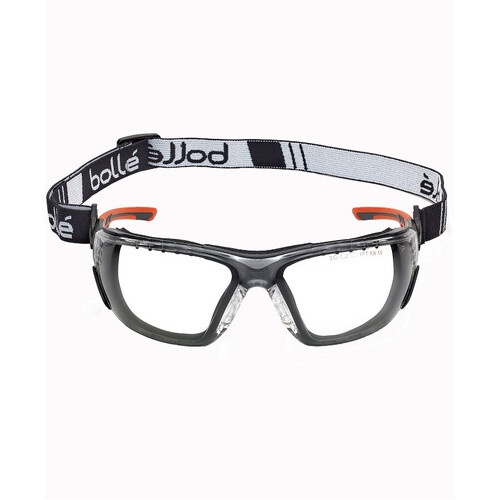 WORKWEAR, SAFETY & CORPORATE CLOTHING SPECIALISTS  - NESS+ SEAL Orange / Black Temples Platinum AS/AF Clear Lens - Assembled With Gakset / Foam + Strap