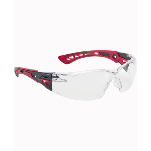 WORKWEAR, SAFETY & CORPORATE CLOTHING SPECIALISTS  - RUSH+ Platinum ASAF Clear PC Lens Blk/Red Temples W/Eco-Packaging (Silk Paper+Recycled Box)