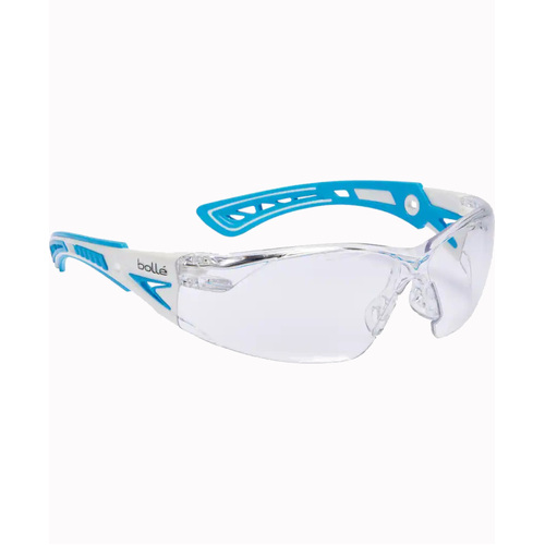 WORKWEAR, SAFETY & CORPORATE CLOTHING SPECIALISTS  - RUSH+ SMALL Healthcare Platinum ASAF Clear PC Lens With Blue/White Temples