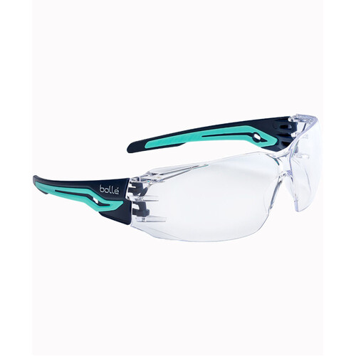 WORKWEAR, SAFETY & CORPORATE CLOTHING SPECIALISTS  - SILEX Navy / Aqua Temples AS/AF Clear Lens W/Eco-Packaging (Silk Paper+Recycled Box)