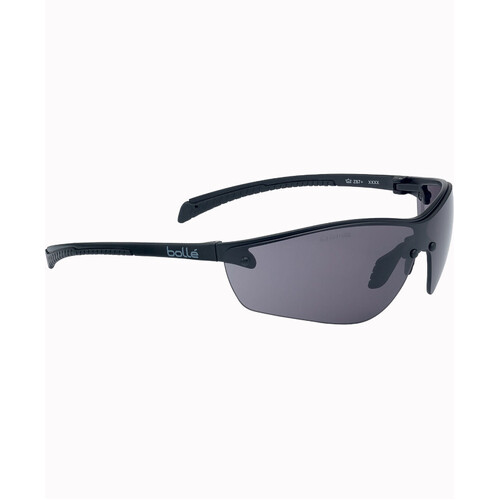 WORKWEAR, SAFETY & CORPORATE CLOTHING SPECIALISTS  - SILIUM+ BSSI Platinum ASAF Smoke Lens W/Matt Black Temples - Soft Drawstring Pouch