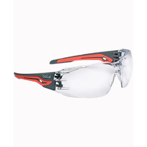 WORKWEAR, SAFETY & CORPORATE CLOTHING SPECIALISTS  - SILEX+ SMALL Platinum ASAF Clear Lens Grey/Coral Temples