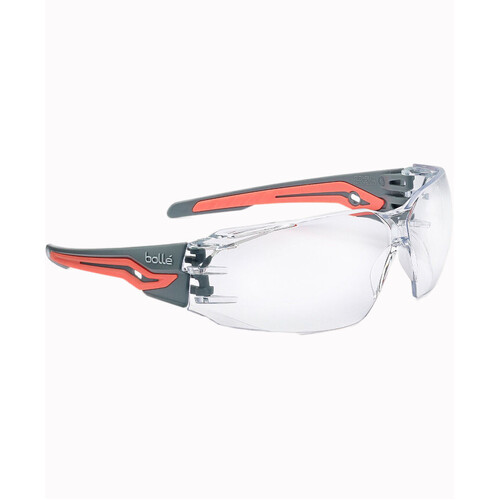 WORKWEAR, SAFETY & CORPORATE CLOTHING SPECIALISTS  - SILEX+ SMALL Platinum ASAF Clear Lens Grey/Coral Temples W/Eco-Packaging (Silk Paper+Recycled Box)