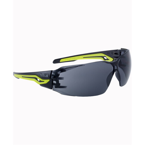 WORKWEAR, SAFETY & CORPORATE CLOTHING SPECIALISTS  - SILEX+ Black / Yellow Temples Platinum AS/AF Smoke Lens W/Eco-Packaging (Silk Paper+Recycled Box)