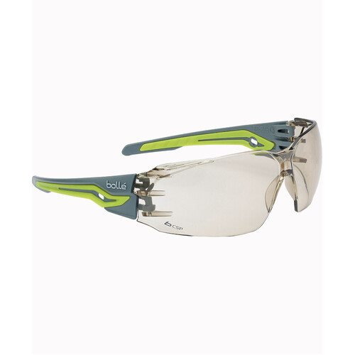 WORKWEAR, SAFETY & CORPORATE CLOTHING SPECIALISTS  - SILEX+ SMALL Platinum ASAF CSP Lens Grey/Lime Temples W/Eco-Packaging (Silk Paper+Recycled Box)