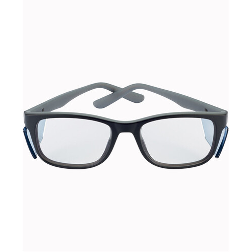 WORKWEAR, SAFETY & CORPORATE CLOTHING SPECIALISTS  - KICK Black/Grey Frame with Side Shield and Clear "Blue Light Protective" PC Lens