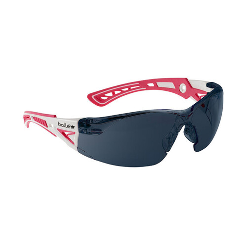 WORKWEAR, SAFETY & CORPORATE CLOTHING SPECIALISTS  - RUSH+ SMALL Pink / White Temples PLATINUM AS/AF Smoke Lens - Proudly Supporting Breast Cancer Network Australia