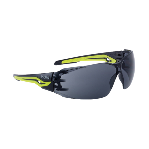 WORKWEAR, SAFETY & CORPORATE CLOTHING SPECIALISTS  - SILEX+ Black / Yellow Temples Platinum AS/AF Smoke Lens