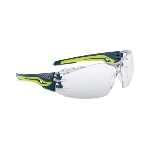 WORKWEAR, SAFETY & CORPORATE CLOTHING SPECIALISTS  - SILEX+ Forest / Yellow Temples Platinum AS/AF Clear Lens