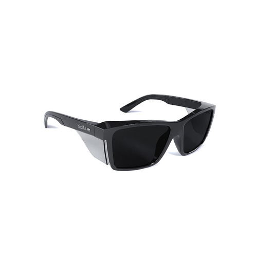 WORKWEAR, SAFETY & CORPORATE CLOTHING SPECIALISTS  - STKS 420 -Smoke PC Lens - PLATINUM (ASAF) - Black Gloss PC Temples/Frame