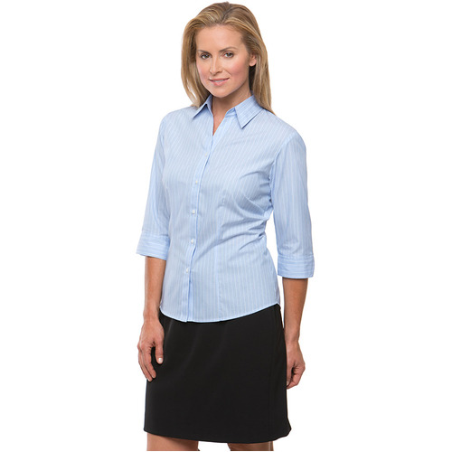 WORKWEAR, SAFETY & CORPORATE CLOTHING SPECIALISTS  - Shadow Stripe 3/4 Sleeve Shirt - Ladies