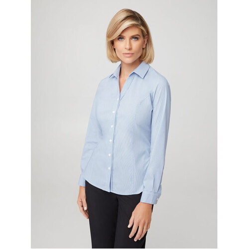 WORKWEAR, SAFETY & CORPORATE CLOTHING SPECIALISTS  - City Stretch - Pinfeather Long Sleeve Shirt - Ladies