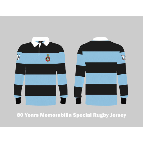 WORKWEAR, SAFETY & CORPORATE CLOTHING SPECIALISTS  - 195 - Custom Rugby Jumper - Black / Powder Blue