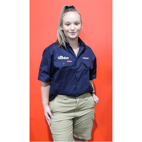 WORKWEAR, SAFETY & CORPORATE CLOTHING SPECIALISTS  - The Gordon VCE VM- Women's  Navy Short Sleeve Shirt with logo