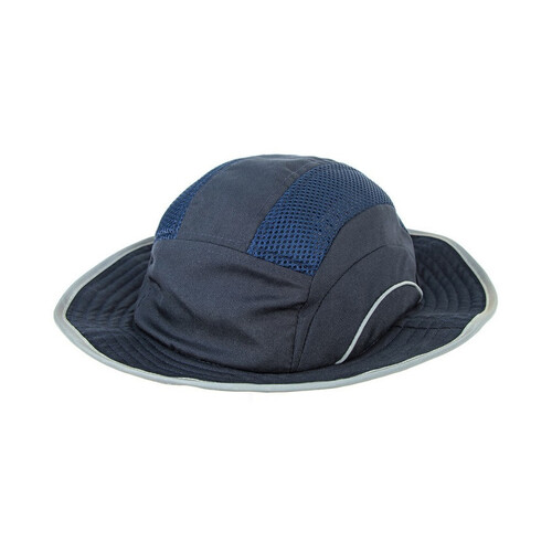 WORKWEAR, SAFETY & CORPORATE CLOTHING SPECIALISTS  - BUMP CAP WIDE BRIM NAVY WITH CHIN STRAP