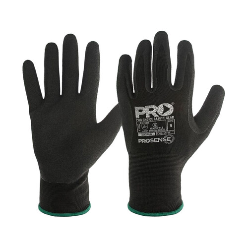 WORKWEAR, SAFETY & CORPORATE CLOTHING SPECIALISTS  - ASSASSIN NITRILE SAND PALM ON BLACK POLYESTER/LYCRA LINER