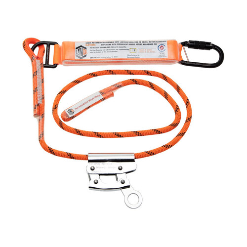 WORKWEAR, SAFETY & CORPORATE CLOTHING SPECIALISTS  - LINQ Single Leg 2M Shock Absorb Adjustable Rope Lanyard with Hardware KD & RG