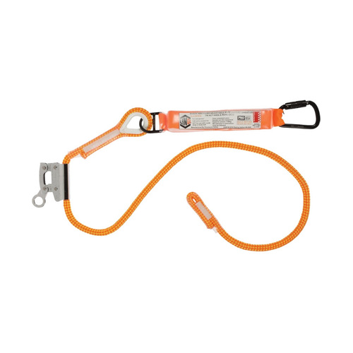 WORKWEAR, SAFETY & CORPORATE CLOTHING SPECIALISTS  - LINQ Single Leg 2M Shock Absorb Adjustable Rope Lanyard with Hardware KS & RG