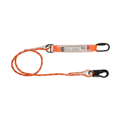 WORKWEAR, SAFETY & CORPORATE CLOTHING SPECIALISTS  - LINQ Single Leg Kernmantle 2M Shock Absorb Rope Lanyard with Hardware KD & SN