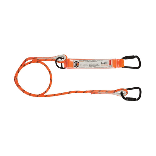 WORKWEAR, SAFETY & CORPORATE CLOTHING SPECIALISTS  - LINQ Single Leg Kernmantle 2M Shock Absorb Rope Lanyard with Hardware KT X2