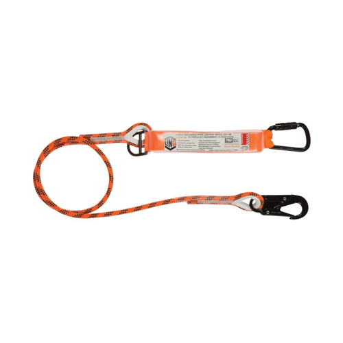 WORKWEAR, SAFETY & CORPORATE CLOTHING SPECIALISTS  - LINQ Single Leg Kernmantle 2M Shock Absorb Rope Lanyard with Hardware KT & SN