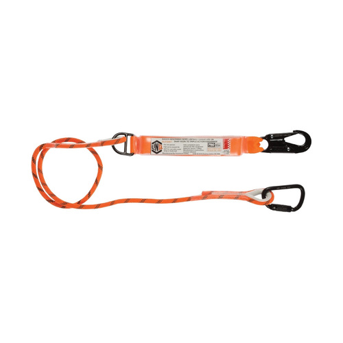 WORKWEAR, SAFETY & CORPORATE CLOTHING SPECIALISTS  - LINQ Single Leg Kernmantle 2M Shock Absorb Rope Lanyard with Hardware SN & KT