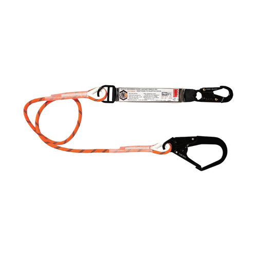 WORKWEAR, SAFETY & CORPORATE CLOTHING SPECIALISTS  - LINQ Single Leg Kernmantle 2M Shock Absorb Rope Lanyard with Hardware SN & SD