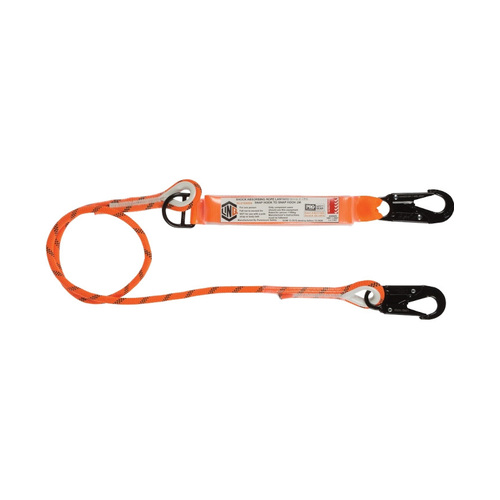 WORKWEAR, SAFETY & CORPORATE CLOTHING SPECIALISTS  - LINQ Single Leg Kernmantle 2M Shock Absorb Rope Lanyard with Hardware SN X2