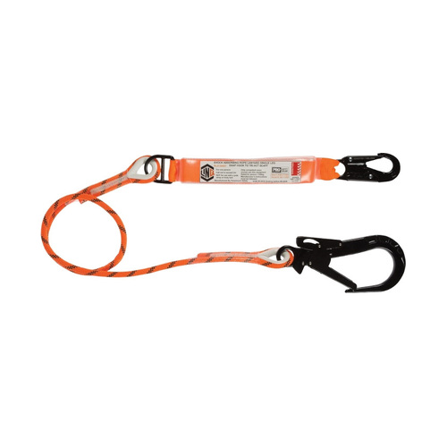 WORKWEAR, SAFETY & CORPORATE CLOTHING SPECIALISTS  - LINQ Single Leg Kernmantle 2M Shock Absorb Rope Lanyard with Hardware SN & ST