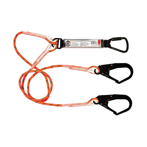 WORKWEAR, SAFETY & CORPORATE CLOTHING SPECIALISTS  - LINQ Double Leg Kernmantle 2M Shock Absorb Rope Lanyard with Hardware KT & SD