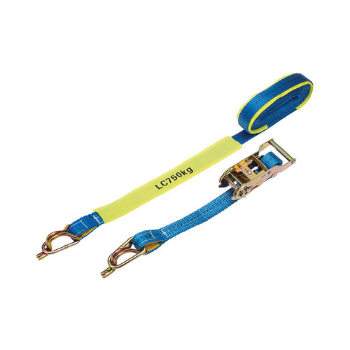 WORKWEAR, SAFETY & CORPORATE CLOTHING SPECIALISTS  - RATCHET TIE DOWN 25MMx5M 0.75T CAPTIVE J-HOOK