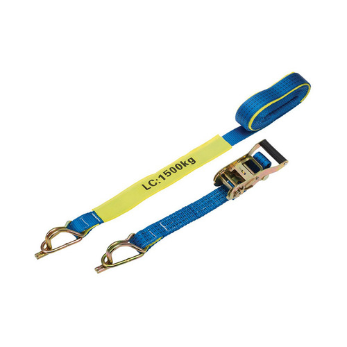 WORKWEAR, SAFETY & CORPORATE CLOTHING SPECIALISTS  - RATCHET TIE DOWN 35MMx6M 1.5T CAPTIVE J-HOOK
