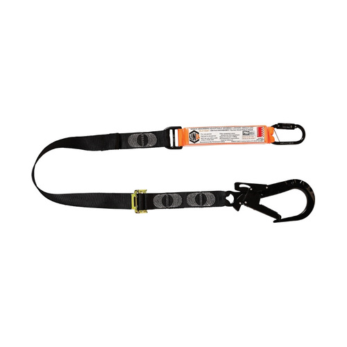 WORKWEAR, SAFETY & CORPORATE CLOTHING SPECIALISTS  - LINQ Elite Single Leg Shock Absorbing 2M Adjustable Lanyard with Hardware KD & ST