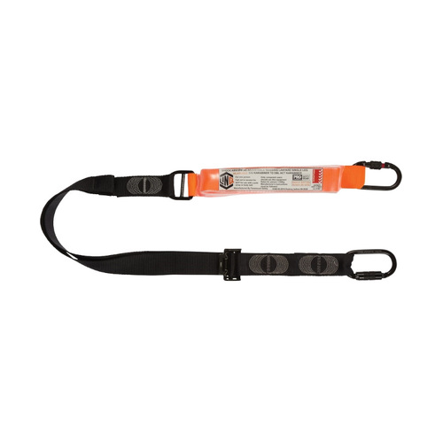 WORKWEAR, SAFETY & CORPORATE CLOTHING SPECIALISTS  - LINQ Elite Single Leg Shock Absorbing 2M Adjustable Lanyard with Hardware KS & KD