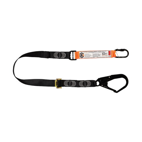 WORKWEAR, SAFETY & CORPORATE CLOTHING SPECIALISTS  - LINQ Elite Single Leg Shock Absorbing 2M Adjustable Lanyard with Hardware KS & SD