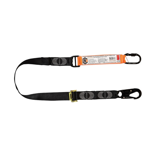 WORKWEAR, SAFETY & CORPORATE CLOTHING SPECIALISTS  - LINQ Elite Single Leg Shock Absorbing 2M Adjustable Lanyard with Hardware KS & SN