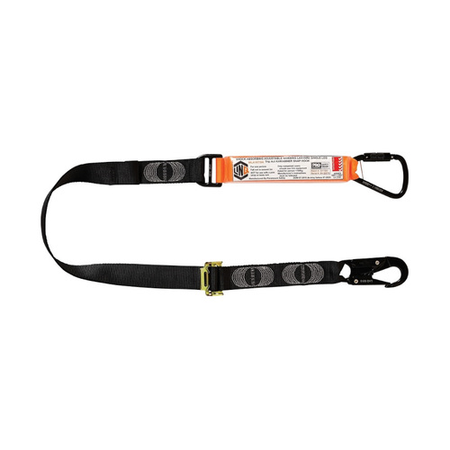 WORKWEAR, SAFETY & CORPORATE CLOTHING SPECIALISTS  - LINQ Elite Single Leg Shock Absorbing 2M Adjustable Lanyard with Hardware KT & SN