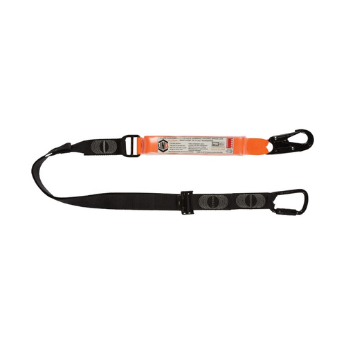 WORKWEAR, SAFETY & CORPORATE CLOTHING SPECIALISTS  - LINQ Elite Single Leg Shock Absorbing 2M Adjustable Lanyard with Hardware SN & KT