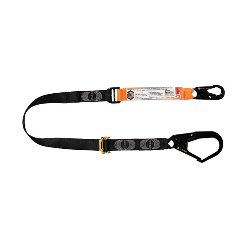 WORKWEAR, SAFETY & CORPORATE CLOTHING SPECIALISTS  - LINQ Elite Single Leg Shock Absorbing 2M Adjustable Lanyard with Hardware SN & SD