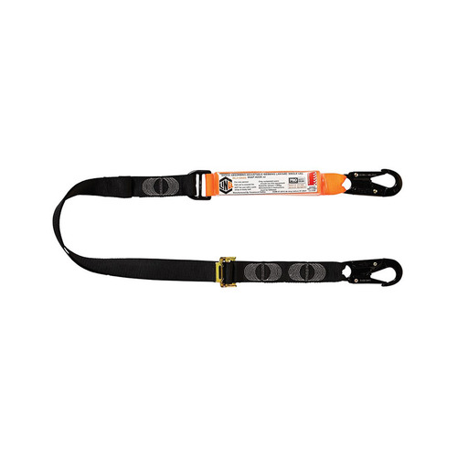 WORKWEAR, SAFETY & CORPORATE CLOTHING SPECIALISTS  - LINQ Elite Single Leg Shock Absorbing 2M Adjustable Lanyard with Hardware SN X2