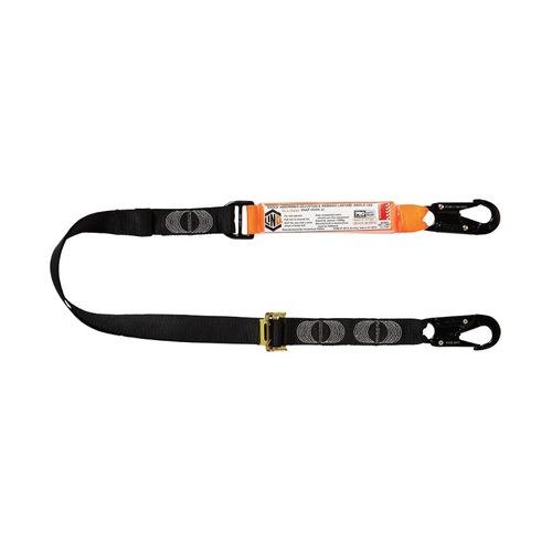 WORKWEAR, SAFETY & CORPORATE CLOTHING SPECIALISTS  - LINQ Elite Single Leg Shock Absorbing 2M Adjustable Lanyard with Hardware SN X2