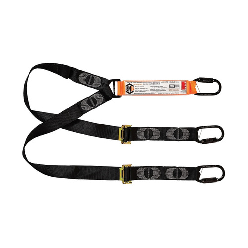 WORKWEAR, SAFETY & CORPORATE CLOTHING SPECIALISTS  - LINQ Elite Double Leg Shock Absorbing 2M Adjustable Lanyard  with Hardware KD X3